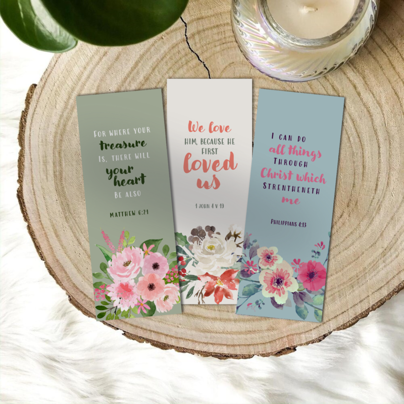 Christian bookmark set with encouraging Bible verses
